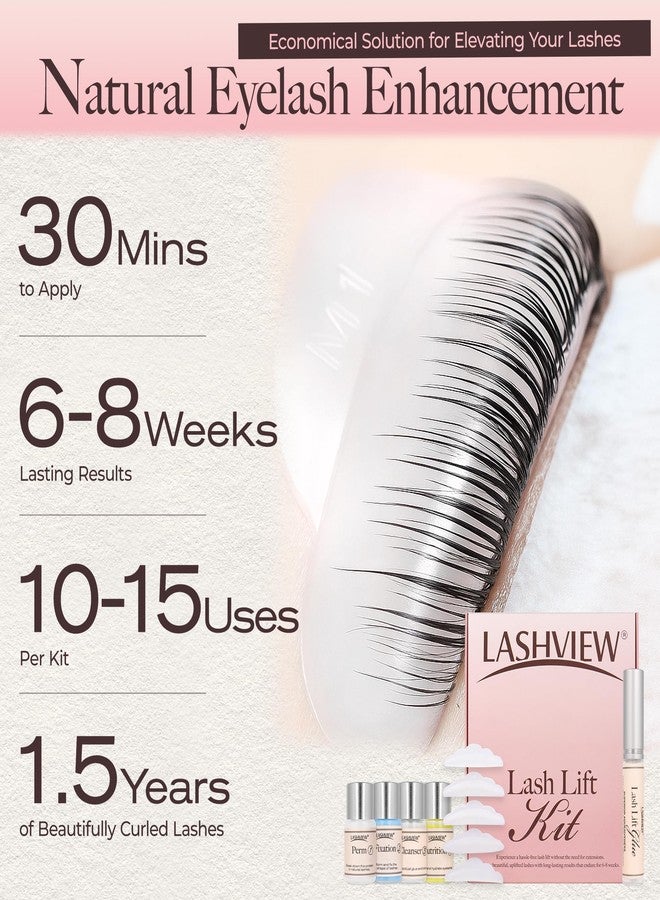 لاش فيو مجموعة لاشفيو لرفع الرموش والحواجب، مجموعة تجعيد الرموش الاحترافية ومجموعة الرموش والحواجب، رفع سريع وتلوين كثيف، هدايا للنساء بجودة صالونات التجميل للاستخدام المنزلي (بني) - Image 3